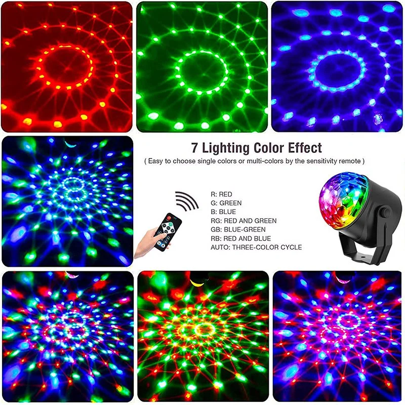 KTV Stage Rotating Light RGB Colorful Disco Rotating Laser KTV Projection Dance Small Magic Ball Lights